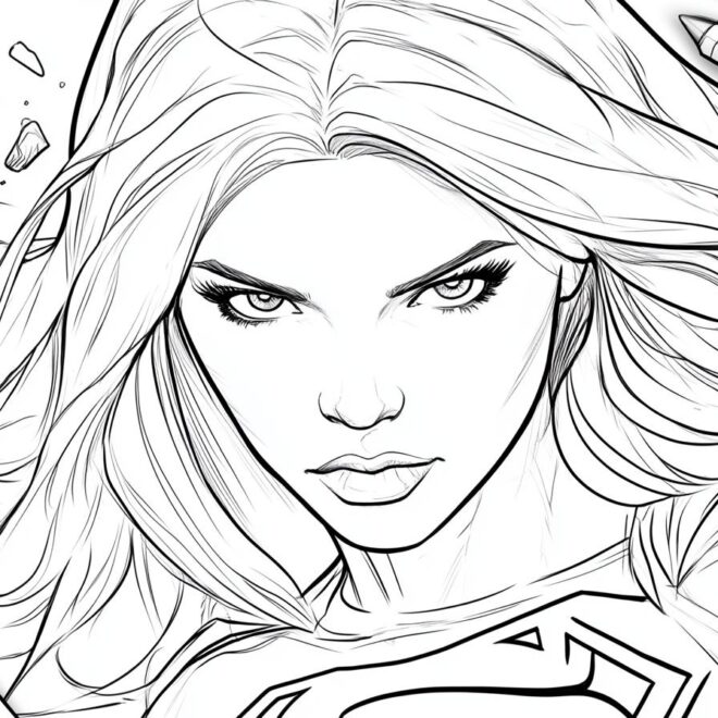 Supergirl Coloring Pages : Free Printable Supergirl Artwork for Kids and Adults