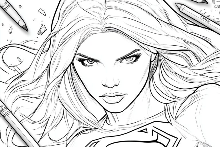 Supergirl Coloring Pages : Free Printable Supergirl Artwork for Kids and Adults
