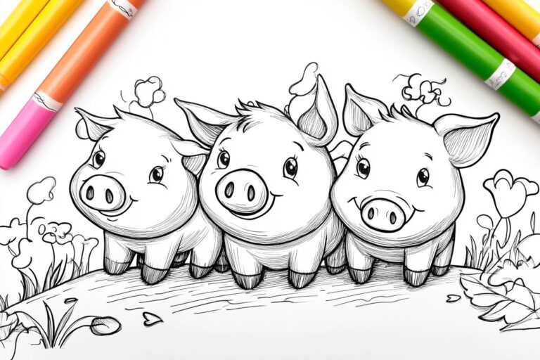 Three Little Pigs Coloring Pages : Color the Classic Tale