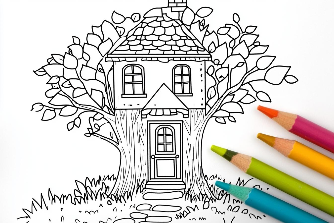 Tree House Coloring Pages Free Printable PDF Tree House Coloring Pages