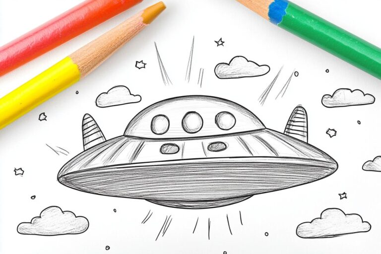 UFO Coloring Pages : Blast Off with Spacecraft Fun