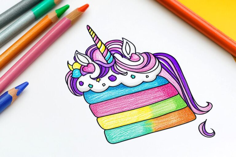 Unicorn Cake Coloring Pages : Color Your Way to Magical Fun