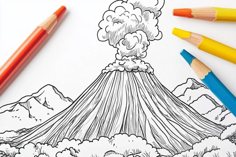 Volcano Coloring Pages : Fun & Educational Activity for Kids & Adults