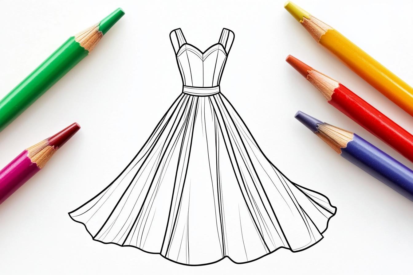 Wedding Dress Coloring Pages Free Printable PDF Wedding Dress Coloring Pages